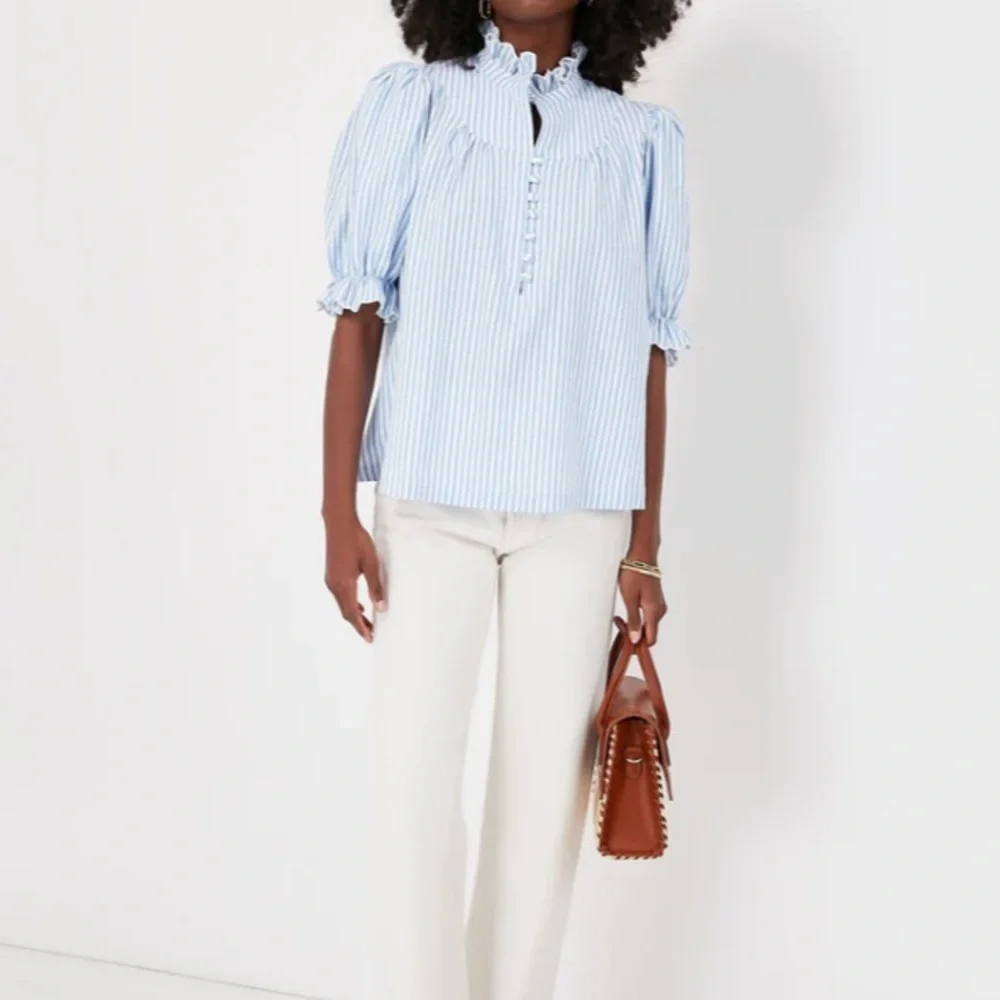 Blue Stripe Selena Blouse POMANDER PLACE